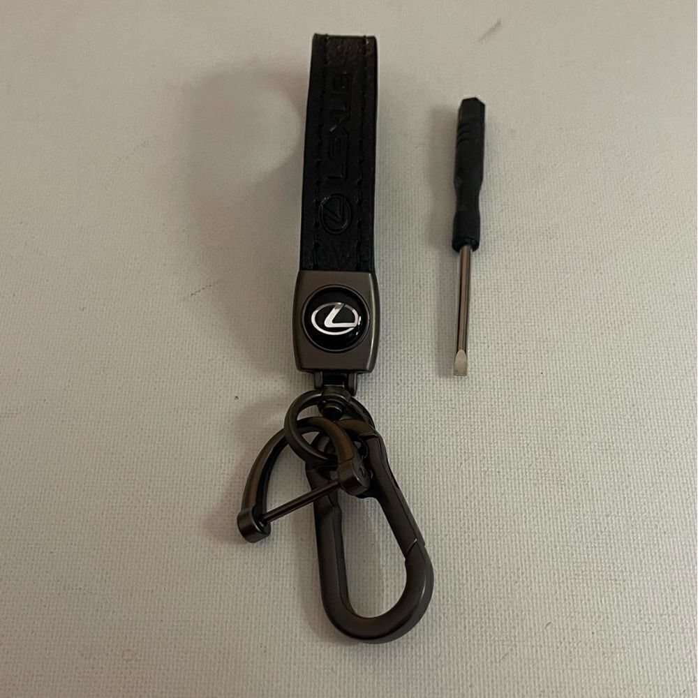 Lexus Logo Key Fob Keychain in Black Leather NWT
